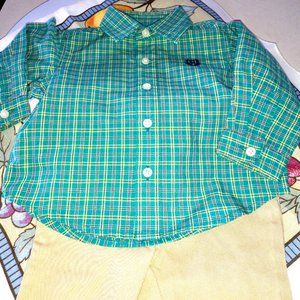 SOO CUTE! CHAPS Plaid Shirt w/Cat/Jack Khakis, 3m, 3-6m